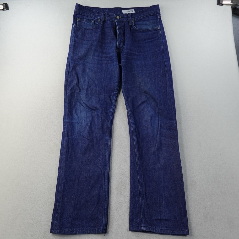 Gustin Selvedge Jeans Mens 34 Blue California Straight Button Fly Denim
